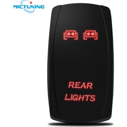 MICTUNING 5Pin Laser Red Rear Lights Rocker On-Off LED 20A 12V Auto SPST Toggle Switch Car Waterproof Replacement Switches Parts