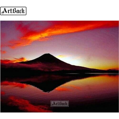 5d diy diamond painting mountain sunset landscape full square & round diamond art scene 3d diamond mosaic embroidery sticker