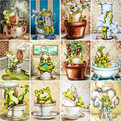 5D DIY Diamond Painting Frog Cross Stitch Kit Full Drill Square EmbroideryMosaic Art Animals Picture of Rhinestones Decor Gift