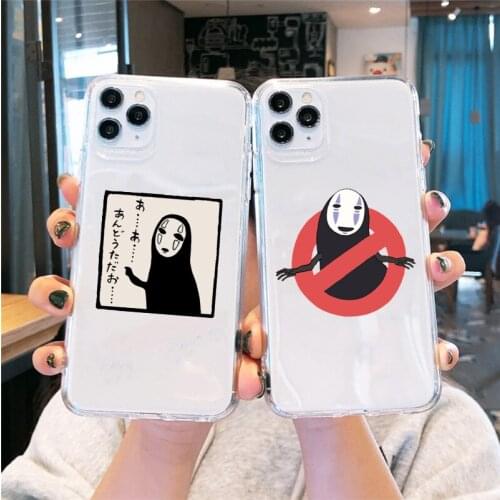 Spirited Away Faceless Print Phone Case For iPhone 12 11 Pro MAX XS XR SE20 X 7 8 6 Plus Cartoon Clear Soft Silicone Cover Shell