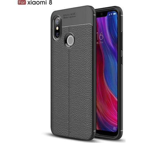 For Xiaomi Mi 8 / MI8 6.21" Case Phone Back Protective Smartphone Soft Litchi striae Shockproof Case For MI8 Cases Cover Case