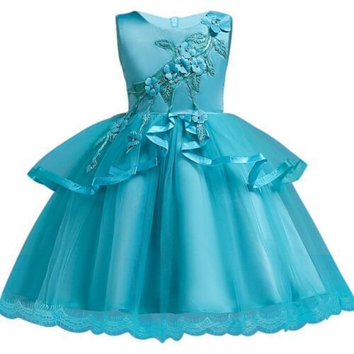 Baby Lace Embroidery Princess Dress for Wedding Flower Girls Tutu Formal Birthday Party Girl Dress Baby Girls Clothes 3-13 Years