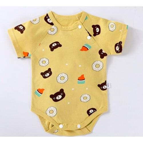 Newborn Kids Clothes Summer Baby Boys Girls Short-sleeved Fart Clothes Baby Onesies Triangle Cotton One Piece Climbing Suits