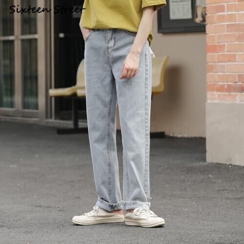 Denim Jeans Femme Loose Straight Wide Legged Pants Women Y2k Aesthetic Fashion Ligh Blue Washed Vintage Trousers Female New 2021