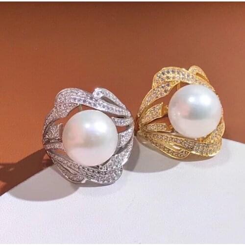 Gorgeous 925 Sterling Silver Adjustable Free Size Ring Settings Findings Mountings Parts for Pearl Corals Jade Crystal Agate