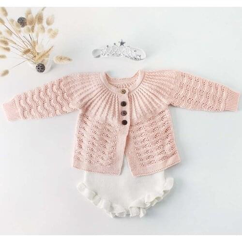 Autumn Baby Girls Clothes Baby Knit Bodysuit Set Newborn Baby Girl Knitted Cardigan Infant Sweater Cotton Coat Baby Girl Jumpsui