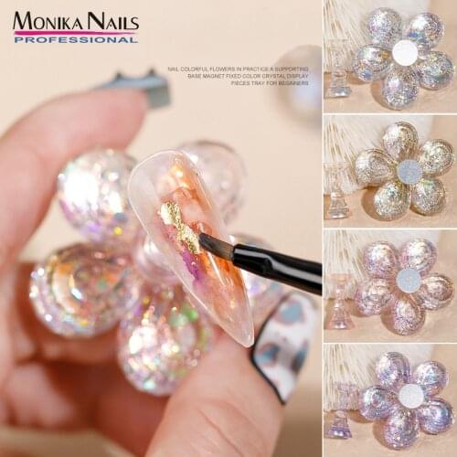 Flower Shape Magnetic Nail Holder Tips Practice Training Display Acrylic Showing Shelf False Nail Tip Manicure Accessories Tool