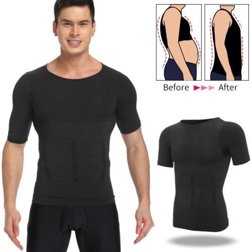 Mens Compression Shirt Undershirt Slimming Tank Top Workout Vest Abs Abdomen Slim Body Shaper