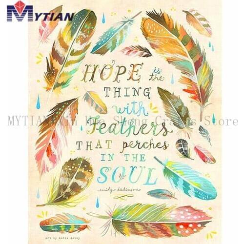MYTIAN DIY Full Square Diamond Painting Color Feather 5D Diamond Embroidery Handmade Cross Stitch Rhinestone Mosaic Arts Pattern