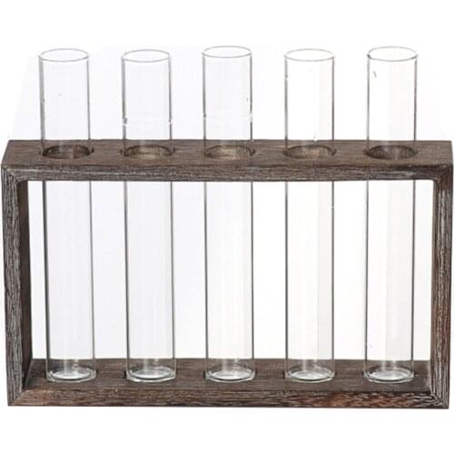 Wall Hanging Glass Planter Propagation Station Test Tube Vase Flower Pots Tabletop Terrarium Decor With Wood Stand Rack