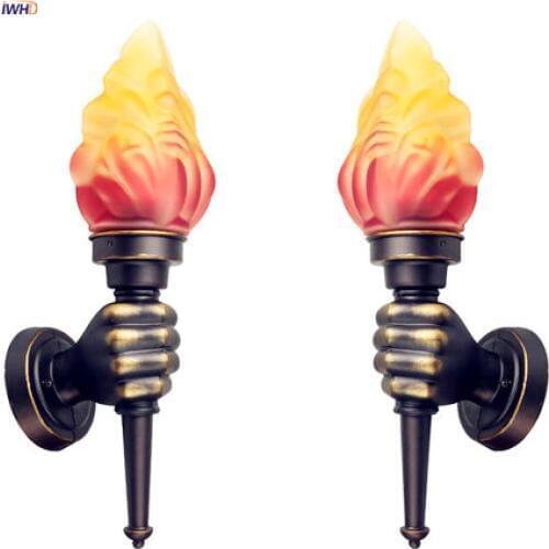 IWHD Europe Torch Vintage Wall Light Home Lighting Blacony Corridor LED Wall Lights Fixtures Sconce Luminaire Lampara Pared