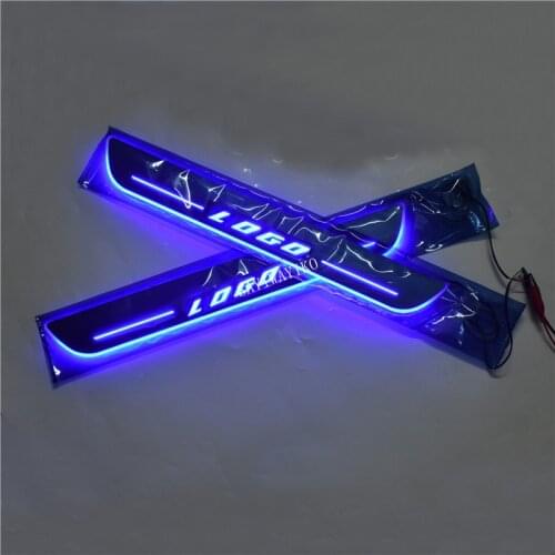 Customized 4PCS Moving LED Welcome Pedal Car Scuff Plate Pedal Threshold Door Sill Pathway Light For Volkswagen VW Golf