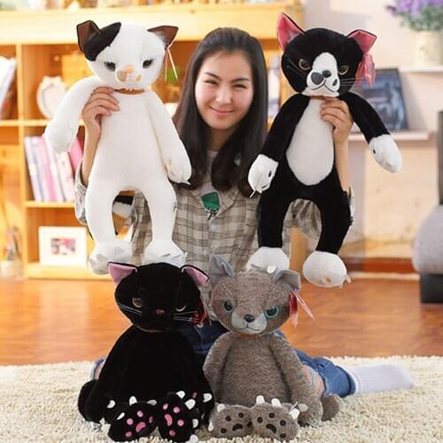 Unhappy cat doll Children Plush Toy black white cat animals Birthday Gift kid baby stuffed toy