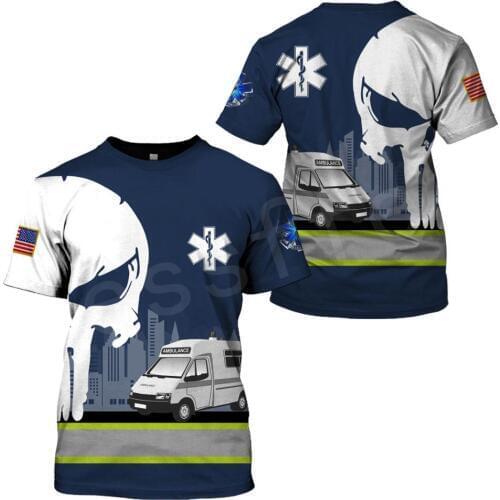 Tessffel Emergency Medical Service Technician EMT EMS Paramedic Hero New Fashion Unisex Casual 3DPrint Short Sleeve T-Shirts s-6