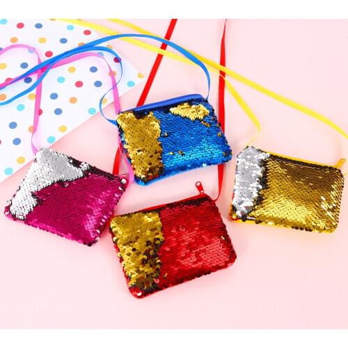 New Style Fashion Hot Baby Sequins Coin Purse Change Patchwork Wallet Kids Pouch Glittering Clutch Bags Satchel