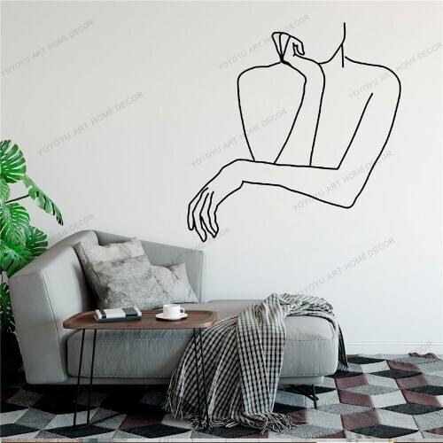 Body Line Draw Art Wall Sticker For Home Decor Living Room Fashion Wall Decals Valentines Removable Murals Wallpoof CX1443