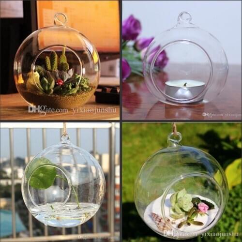 100PCS/box Tea Light Holder/80MM Glass Air Plant Terrariums,Hanging Glass Orb Candle Holder For Wedding Candlestick/Garden Decor