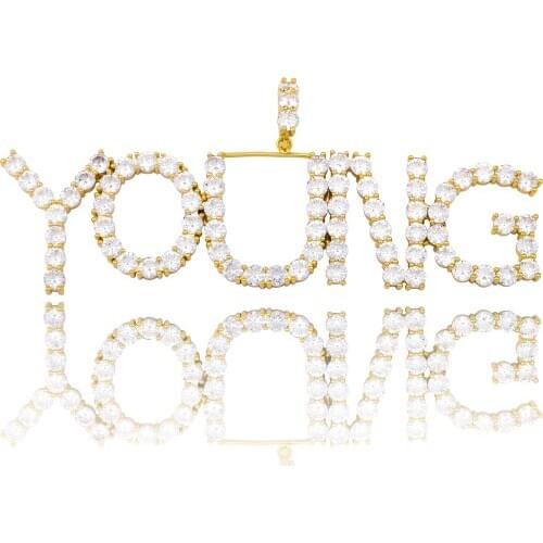 Custom Name Iced Out Cubic Zircon Letters Pendants Necklaces Mens Charms Zircon Hip Hop Jewelry With Gold Silver Tennis Chain