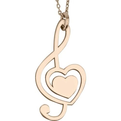 Note Shaped Silver Necklace