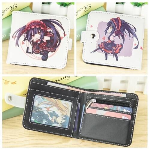 Anime Date A Live Tokisaki Kurumi Short Button Wallet Folding Zipper Purse Coin Bag
