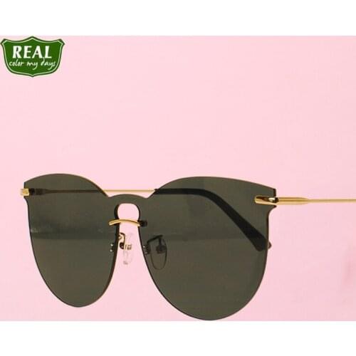 REAL 2021 Rimless Sunglasses Brand Designer Summer Oversized Vintage Women Men Shades Sun Glasses UV400