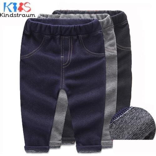 Kindstraum Super Warm Kids Winter Cotton Jeans Baby Boys Girls Casual Thick Denim Pants Toddler Children Quality Trouser, MC978