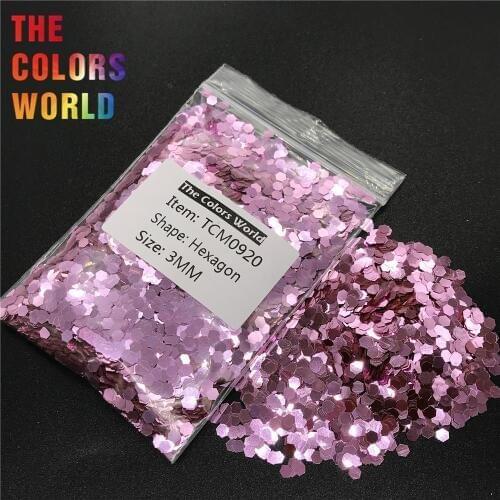 TCM0920 Rose Pink Color Metallic Luster Hexagon Shape Nail Glitter Nail Art Decoration Makeup Gel BodyGlitter Henna Handwork DIY