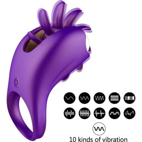 Vibrator VATINE Rotation Oral Tongue Licking Penis Vibrating Ring G-spot Massage Vagina Clitoris Stimulate for Couples Sex Toys