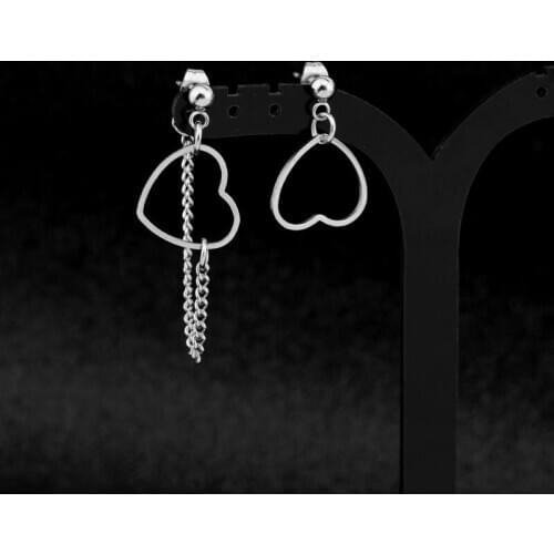 WOWTIGER Fashion No ear hole Asymmetry Womens Earring Hollow Heart-shaped Pendant Earrings for women and men Girls Jewelry