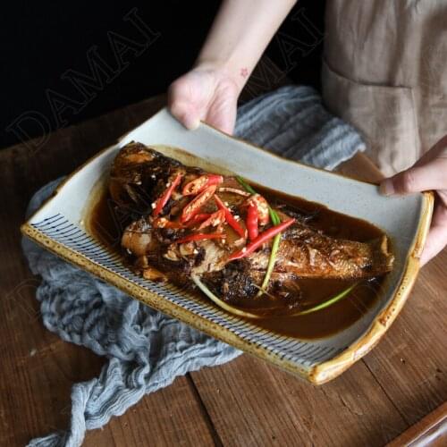 Japanese Ceramic Plate Creative Overglaze Dinning Room Sushi Sashimi Dish Dining Table Desktop Main Course Kitchen Tableware