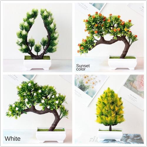 1Pc Fashion Artificial Potted Ornament Multi Style Shape Bonsai Fake Plant Small Tree Pot Plant Home Decor Hotel Garden Ornament