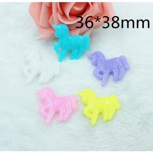 10pcs/lot flat back resin horse with glitter DIY resin cabochons accessories