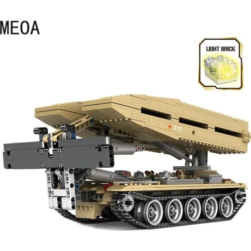 1155Pcs Type 84 tank bridge truck Building Blocks Police Military Tank WW2 Army Soldier Light Bricks Kids Toys Gifts