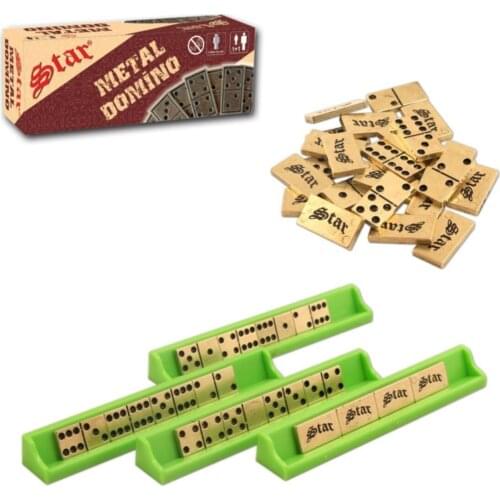 28 pcs Suit Big size Metal Wood Plastic Domino Block Set Travel Funny Table Game Domino Toys Children Educational Gift