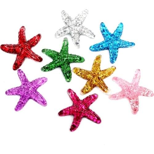 30pcs Mixed Transparent Starfish Resin Decoration Crafts Flatback Cabochon Embellishments For Scrapbooking Beads Diy Accessories