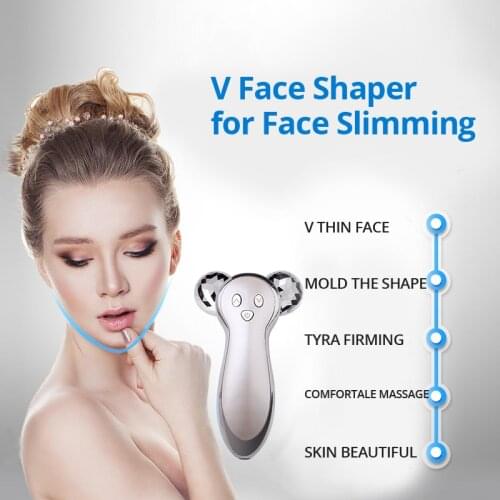 Mirco-current Face Slimming Vibrate Roller Rechargeable Vibration Massage Device 3D Body Shaping Instrument EMS Massager