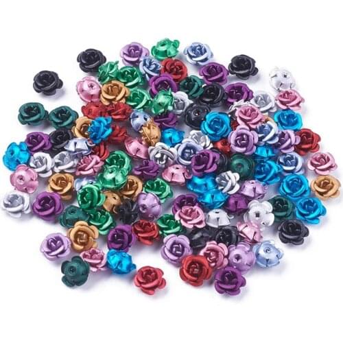 50pcs Aluminum Beads Frosted Long-Lasting Plated 5-Petal Flower Beads for Handmade Necklace Bracelet Jewelry Making Accessories