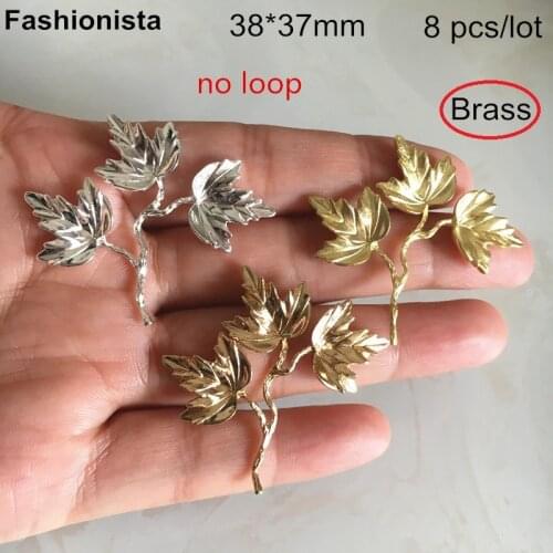 8 pcs -38*37mm Brass Grape Vine With Leaf,Brass Casted Grape Branch,Gold-color,Silver-color,DIY Jewelry Headwear Supplies,Decoration Materials - NO Loop