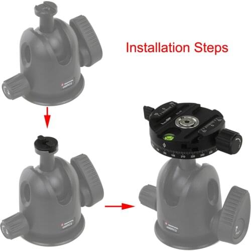 Haoge Boss Adapter + 58mm Panoramic Head for Manfrotto 498RC2 496RC2 494RC2 488 486 Arca