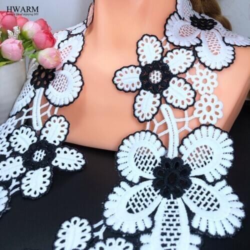 5yard 9.3cm african lace fabric Hollow wedding black and white water-soluble embroidery milk silk lace multicolor flower barcode