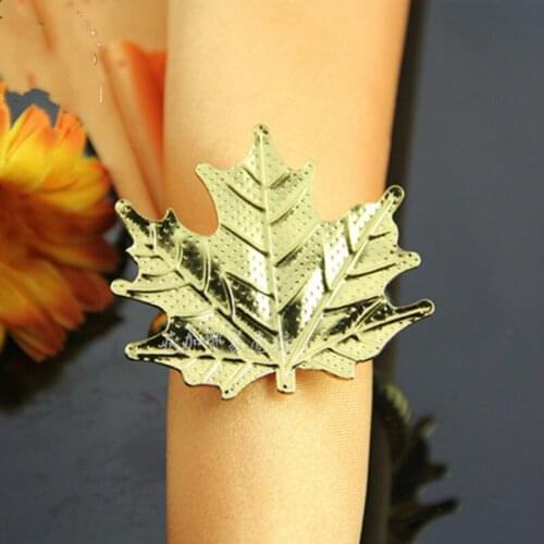 Kitchen Dining Table Decoration Accessories Napkin Rings Alloy Metal Golden Silver Maple Leaf Napkin Buckle 2pc/lot