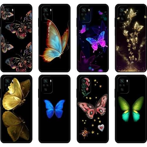 Black tpu Case For Xiaomi Redmi 9T Case Redmi Note 9T Note 10 Pro Case a beautiful butterfly