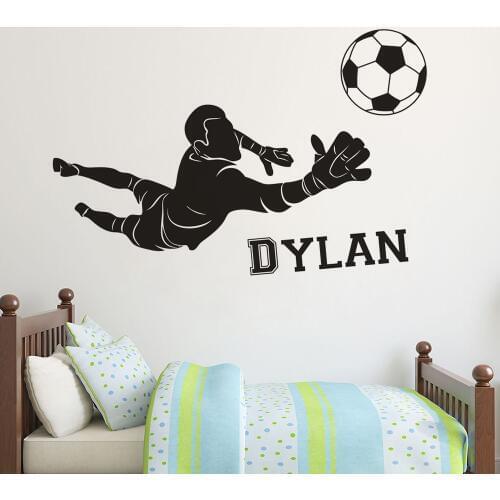 Football Goalkeeper Vinyl Wall Sticker Football Club Boys Room Decor Customized Name Wall Poster Soccer Sports Vinyl Decal AZ401