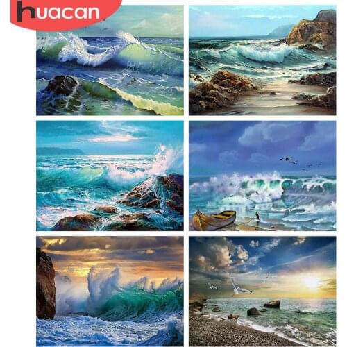 HUACAN 5D DIY Diamond Painting Sea Landscape Mosaic Handicraft Full Square Diamond Embroidery Cross Stitch Nature Needlework