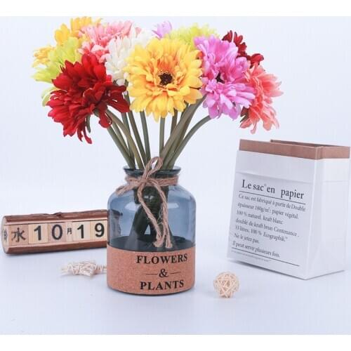 Artificial Flowers High Simulation Gerbera Sun Flower Bouquet Fake Flowers For Home Shop Wedding Decoration Tabletop Decor