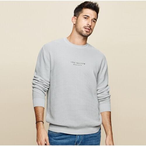 KUEGOU 2020 Autumn 100% Cotton Embroidery Black Sweater Men Pullover Casual Jumper Male Brand Knitted Korean Style Clothes 12596