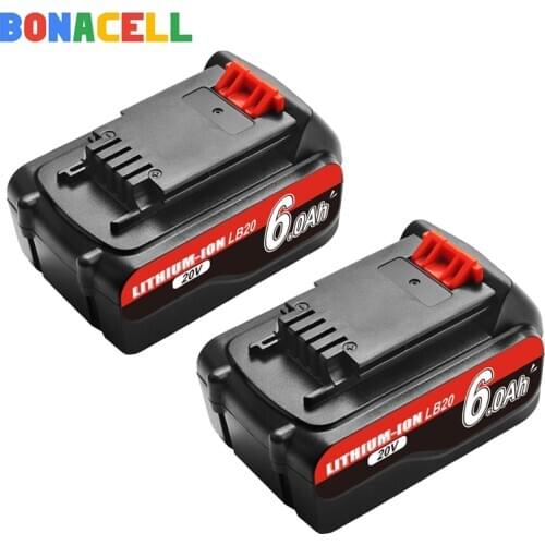 Bonacell 18V/20V 6000mAh Li-ion Rechargeable Battery for BLACK&DECKER LB20 LBX20 LBXR20 Power Tool Replacement Battery