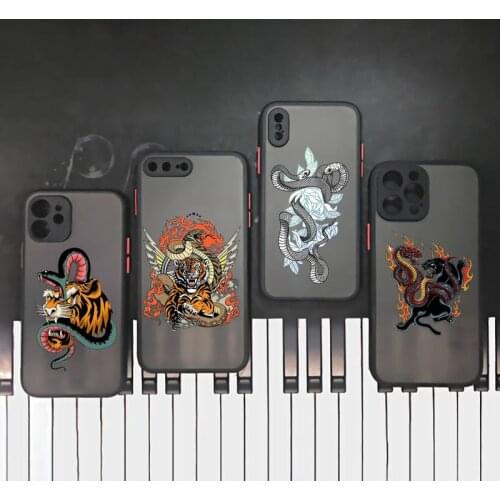 Ilustración De Serpiente Tigre Phone Case For iphone 12 11 8 7 plus mini x xs xr pro max matte transparent cover
