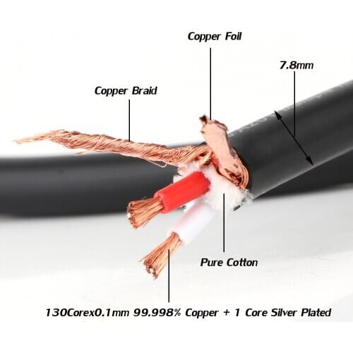 Monosaudio A201 5N OFC Pure Copper Silver-plated 1.5 Square Audio Cable, Hifi XLR RCA Signal Cable Wire,Bulk Cable
