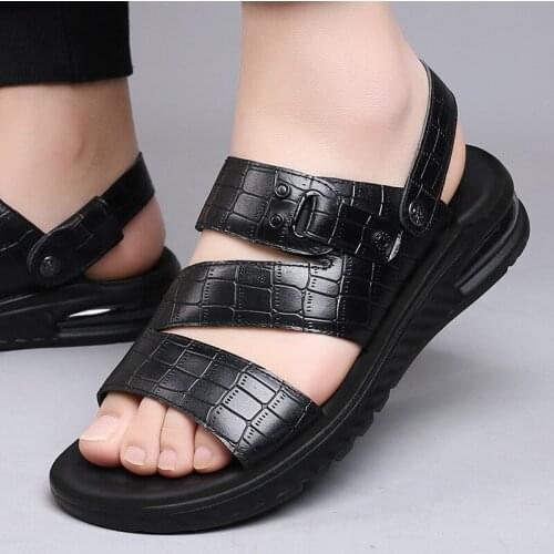 New Leather Men Sandals Slippers Genuine Leather Cowhide Male Summer Shoes Outdoor Casual Sandals Beach Shoes